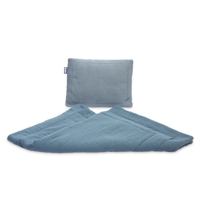 Musliin ja kootud puuvillane beebitekk "Luxury" sinine 