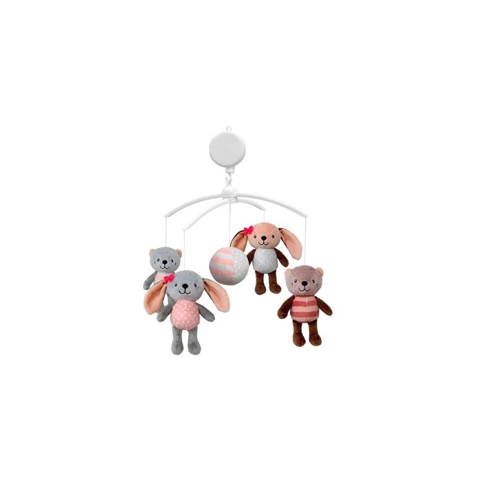 Muusikat mängiv karussell "Pastel bunniesr" pehmete loomadega