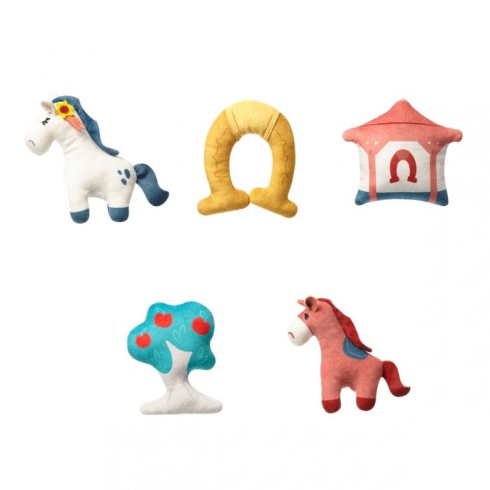 Muusikat mängiv karussell "My little pony" pehmete loomadega