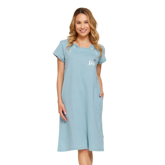 Puuvillane öösärk rasedatele naistele "Mamma" ice blue
