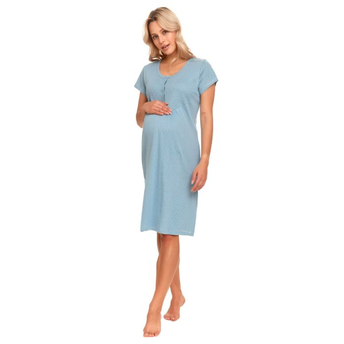 Puuvillane öösärk rasedatele naistele "Azur" satin blue