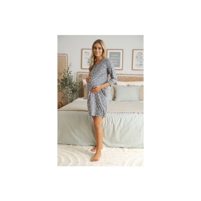 Puuvillane öösärk rasedatele naistele "Snug" grey