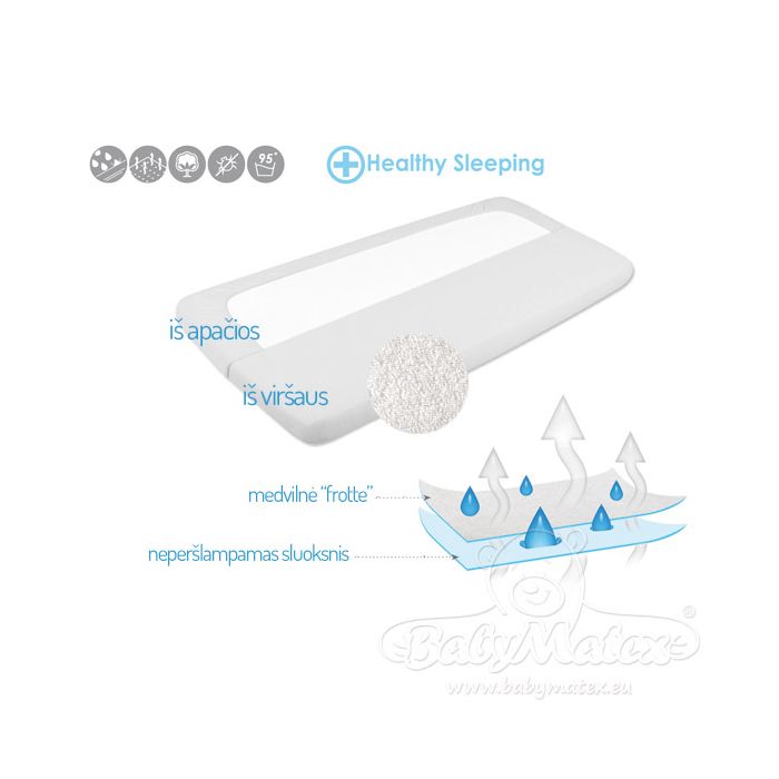 Kummiga lina veekindla "Frotte" valge