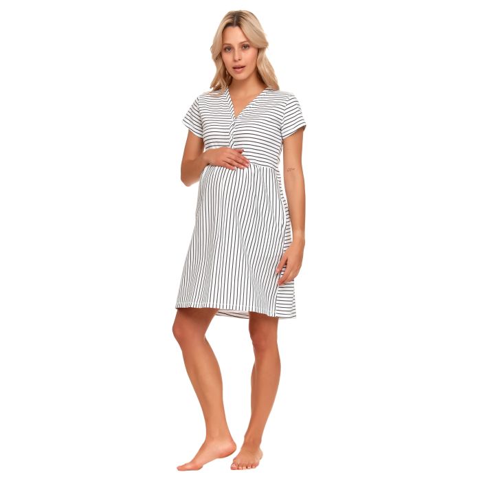 Puuvillane öösärk rasedatele naistele  "Lines" graphite