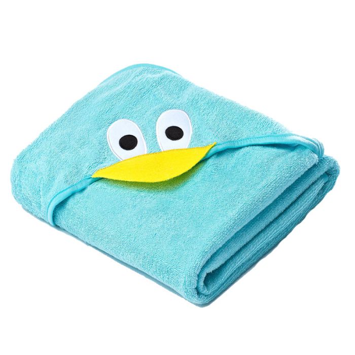 3D kapuutsiga vannilina "Duck" 100x100cm frotte türkiissinine