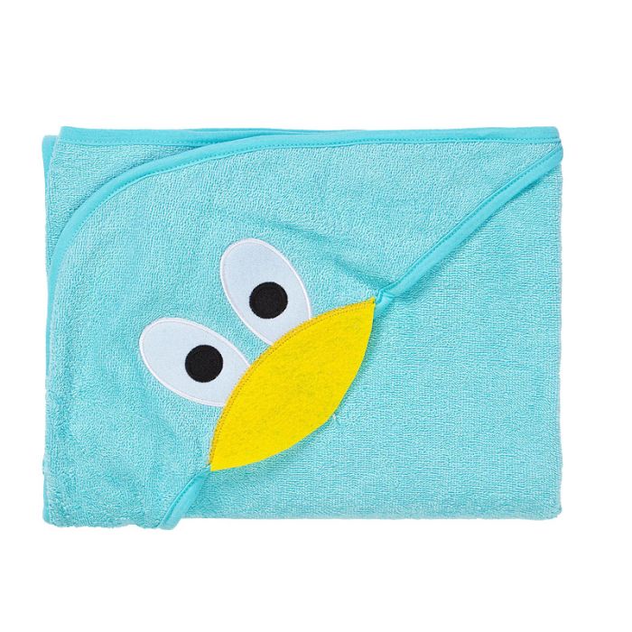 3D kapuutsiga vannilina "Duck" 100x100cm frotte türkiissinine