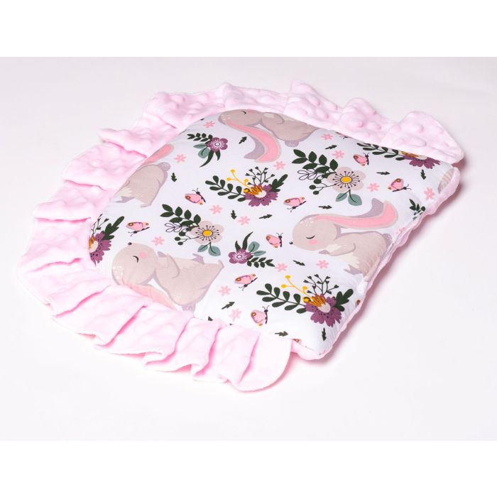 Kahepoolne tekk ja padi komplekt "Bunnies &Flowers" 