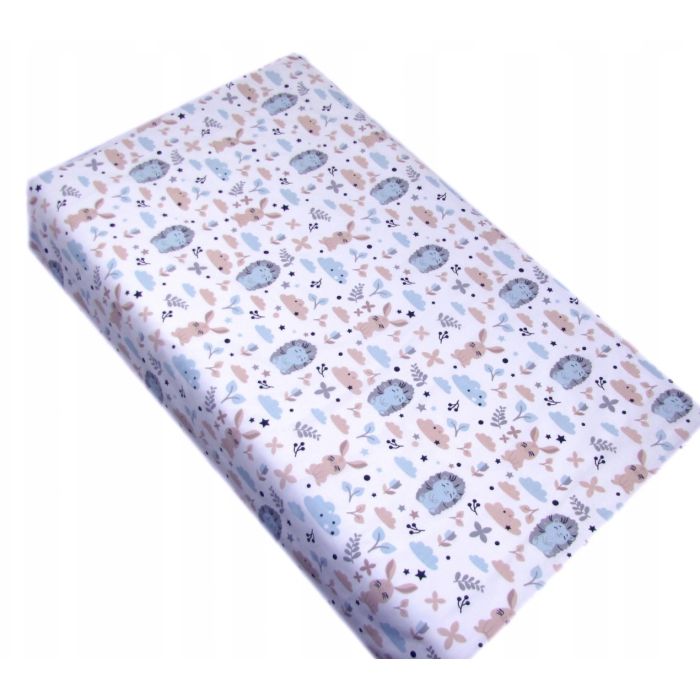 Kummiga voodilina "Bunny& Hedgehog" 70x140 - puuvil