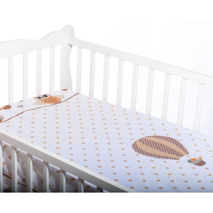 Kummiga voodilina "Owls" 60x120 - puuvil