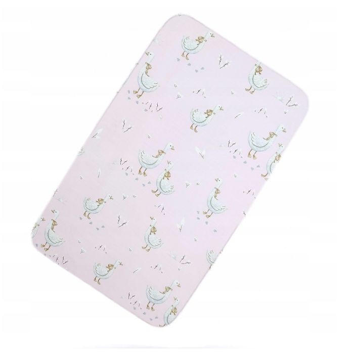 Puuvillane kummiga voodilina 60x120 cm "Golden goose pink" 