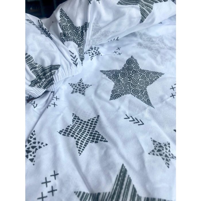 Kummiga voodilina "Galaxy white" 60x120 - puuvil