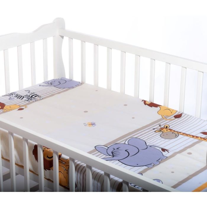 Kummiga voodilina "Zoo" 60x120 - puuvil