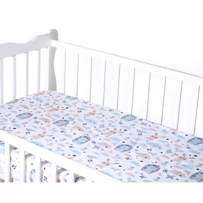 Kummiga voodilina "Bunny& Hedgehog" 70x140 - puuvil