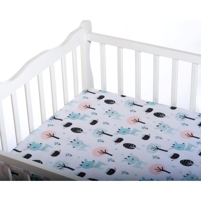 Kummiga voodilina "Rudolf" 60x120 - puuvil, valge