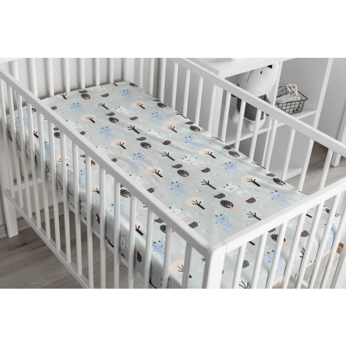 Kummiga voodilina "Rudolf" 60x120 - puuvil,hall