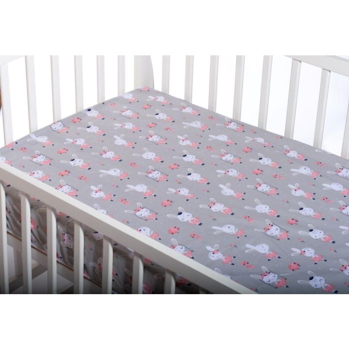 Kummiga voodilina "Doris" 60x120 - puuvil, hall