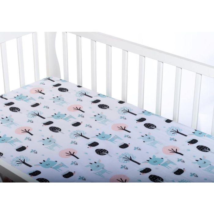 Kummiga voodilina "Rudolf" 60x120 - puuvil, valge