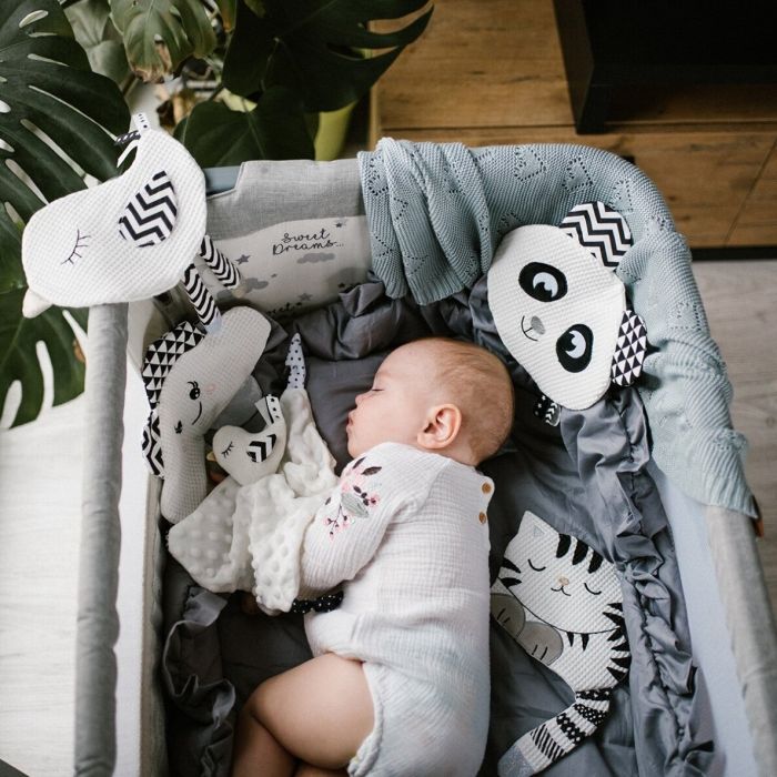 Kootud Babyono bambus beebitekk "Love U" 100x75 cm sinine