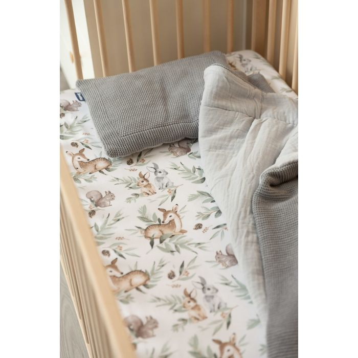 Kummiga voodilina "Deer" 60x120 - puuvil