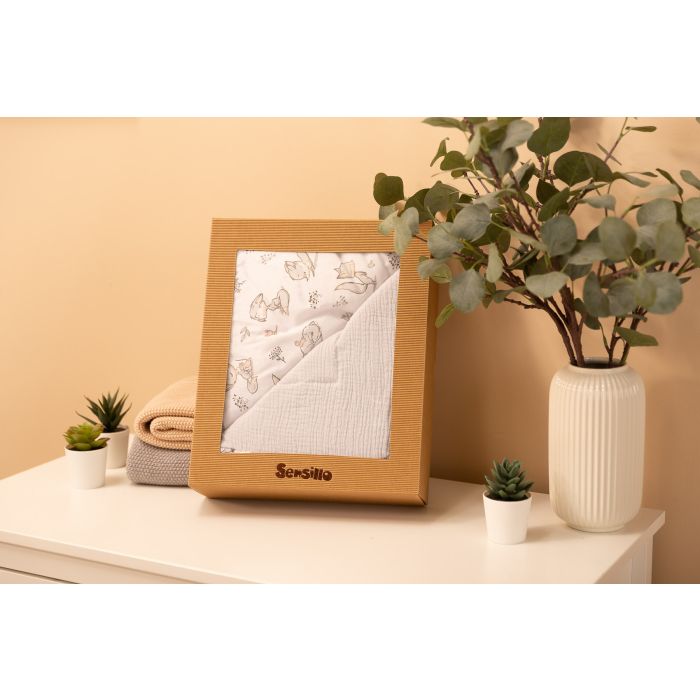 Musliin ja puuvillane beebitekk "Foxy" hall