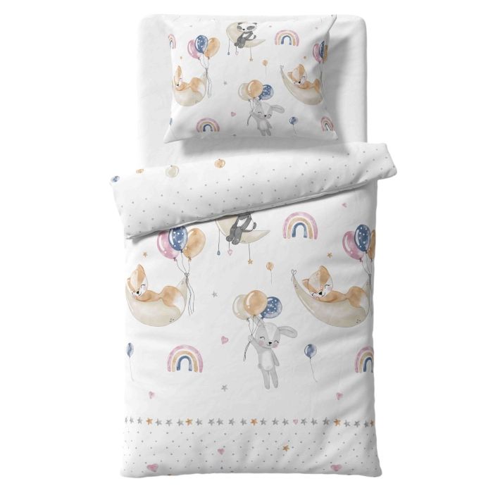 Voodipesu beebidele 135x100 "Family party" + voodilinad 120x60 