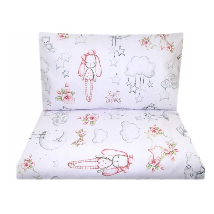 Patalynė kūdikiams 135x100 "Bunnies and stars" pilka 