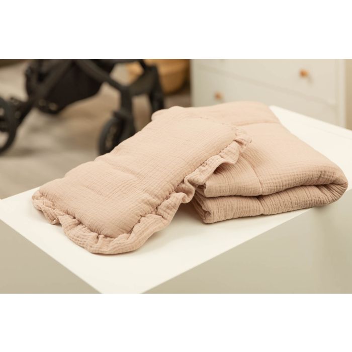 Musliinist beebitekk "Luxury soft" ja padi beige