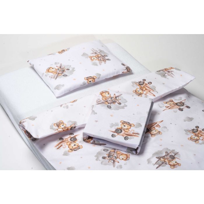 Voodipesu beebidele 135x100  "Bear pilot beige" 