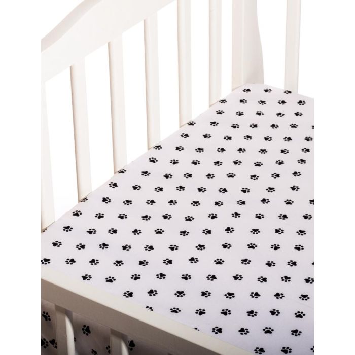 Kummiga voodilina "Paws" 60x120 - puuvil