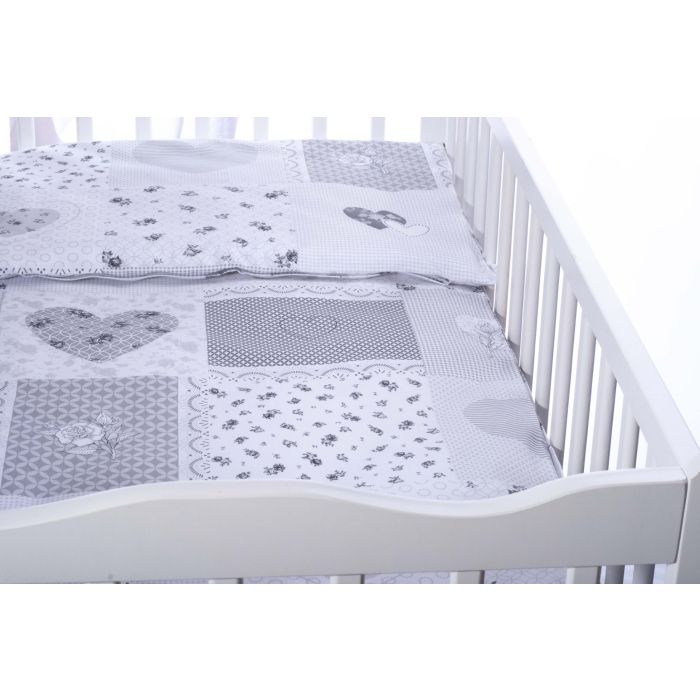 Voodipesu komplekt 135x100 "Valged südamekesed" valget värvi