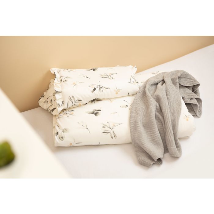 Voodipesu beebidele 135x100 "Olive" volangiga 