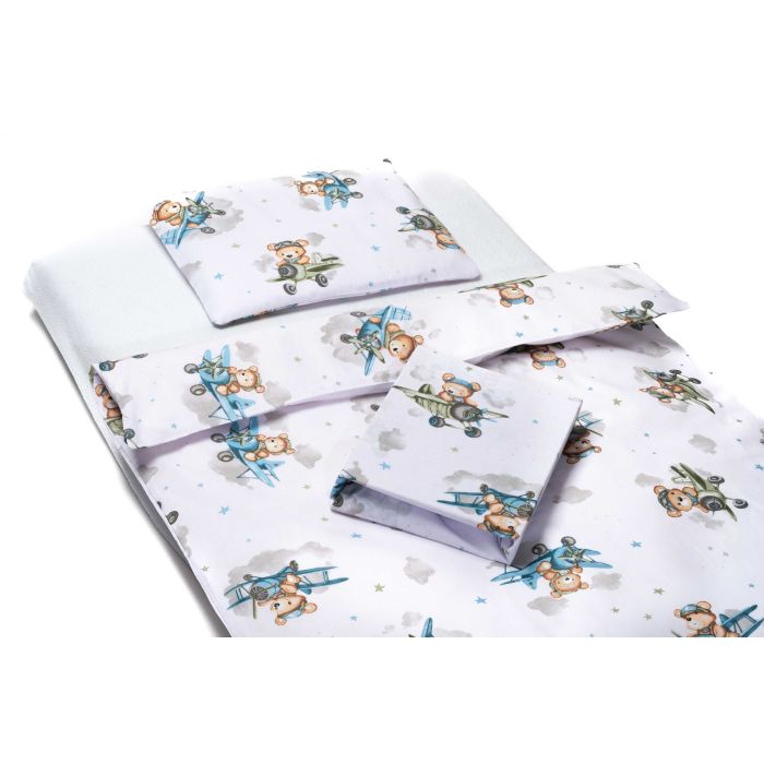 Voodipesu beebidele 135x100  "Bear pilot-blue"" 