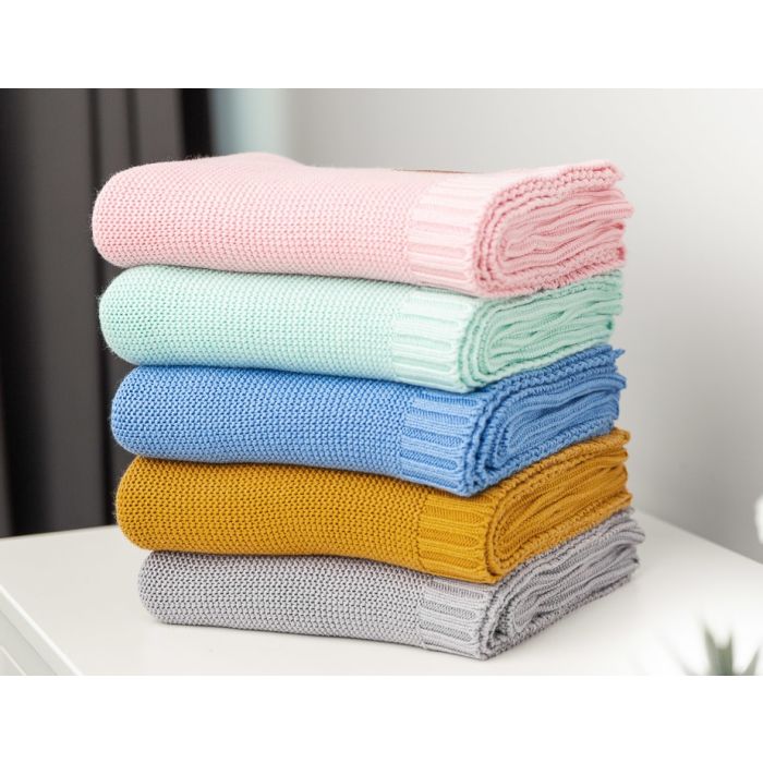 Kootud bambusviskoos beebitekk "Bamboo" 100x80 cm türkiissinine