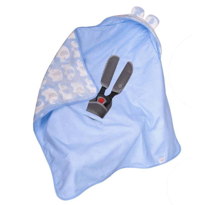 Turvahälli tekk ja soojakott "Elephants & Dots" 80x80 cm sinine