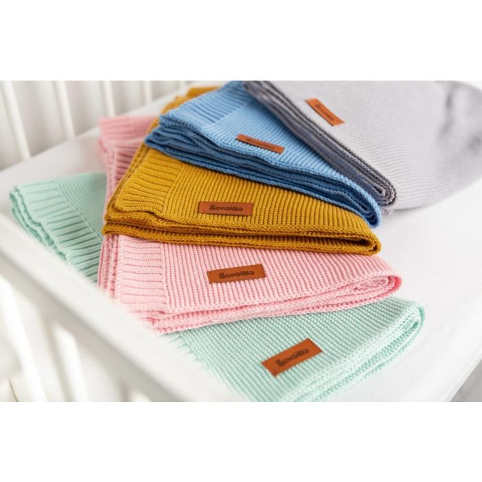 Kootud bambusviskoos beebitekk "Bamboo" 100x80 cm sinine