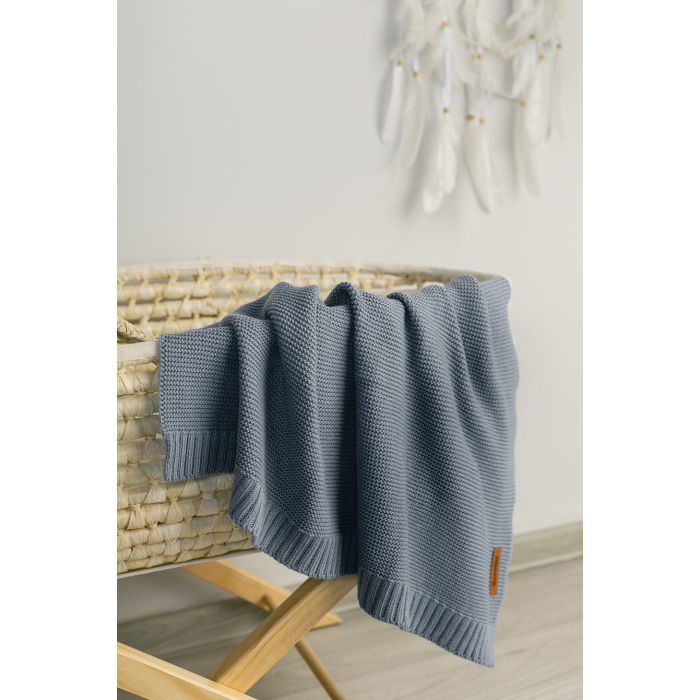 Kootud bambusviskoos beebitekk "Bamboo" 100x80 cm jeans