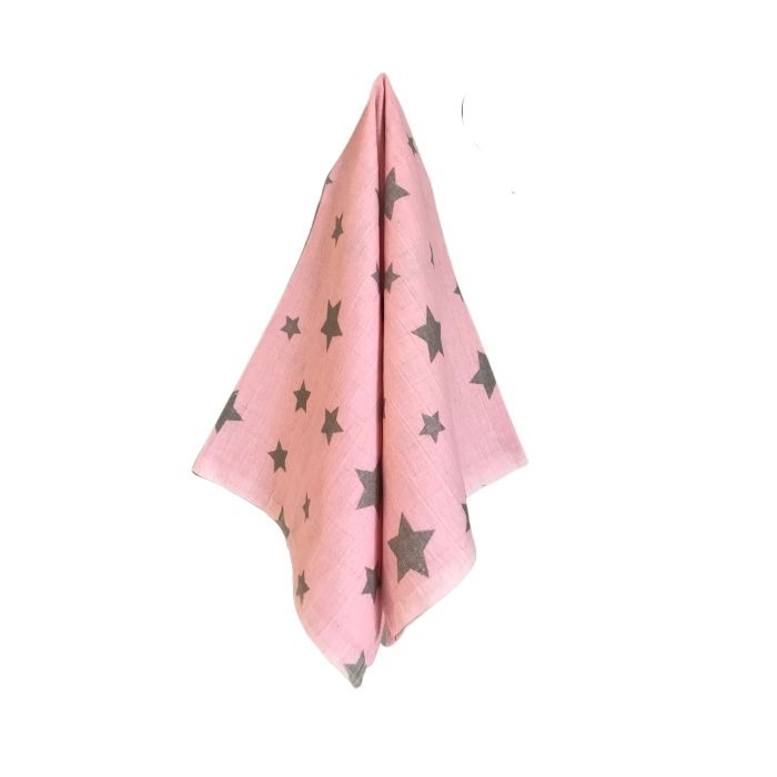 Puuvillased marlilapidmähkmed Lux 70x80cm "Stars" roosa 1tk