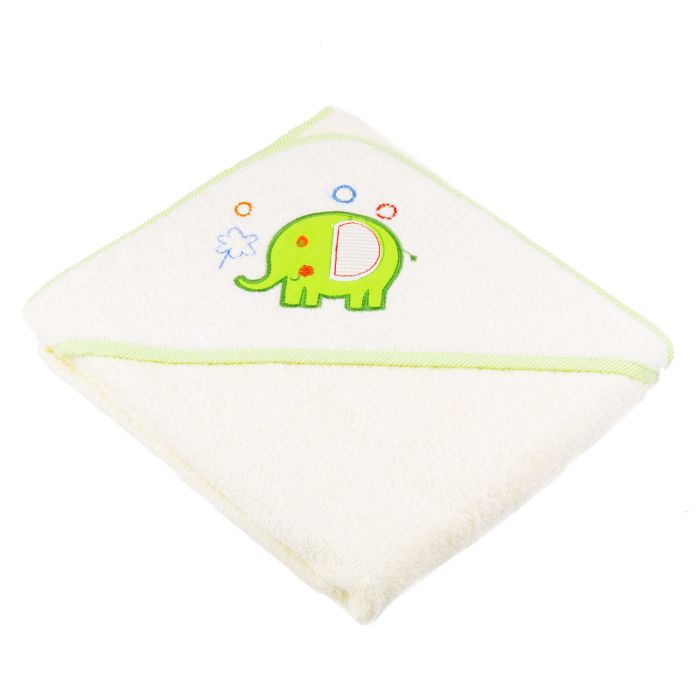 Kapuutsiga vannilina "Animals" 80x80cm "frotte" kreemikas