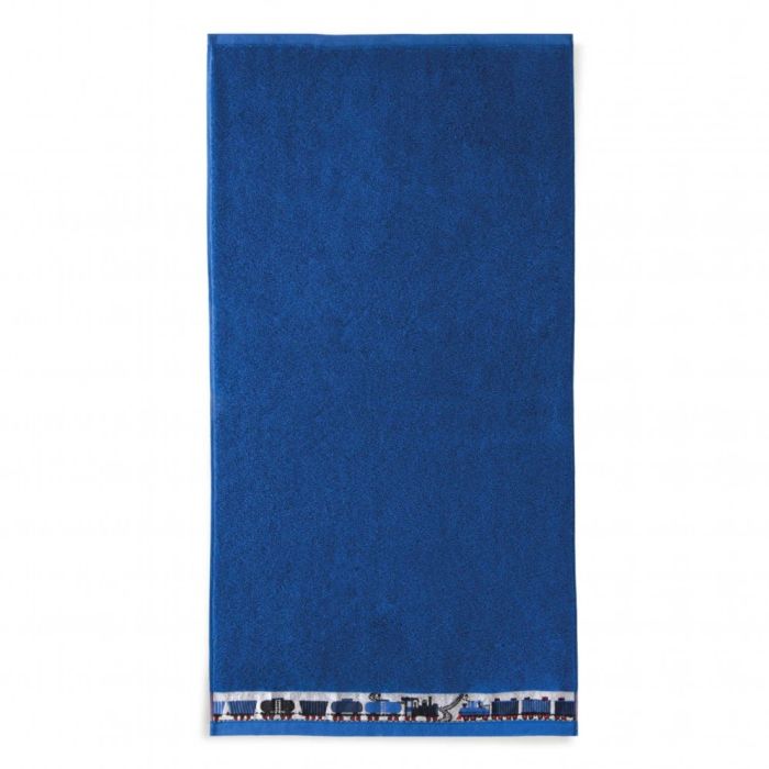 Beebi rätik (Egiptuse puuvill) "Trains blue" 