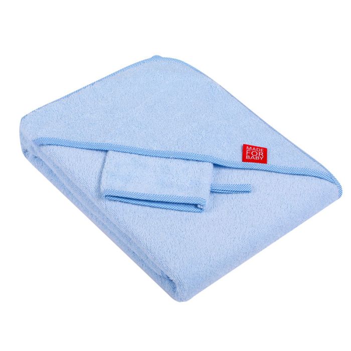 Vannirätik kapuutsiga ja pesukinnas "Blank" 80x80 cm sinine