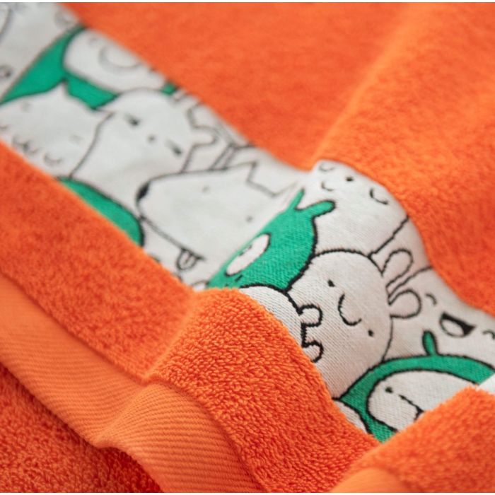 Rätik (Egiptuse puuvill)  "Happy faces" oranž värv