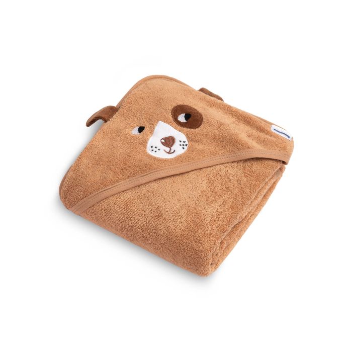 Rätik beebile kapuutsiga "Dog" 90x90 cm pruun