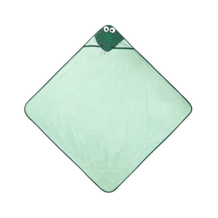 3D vannilina kapuutsiga beebile "Croco"100x100cm "frotte" roheline