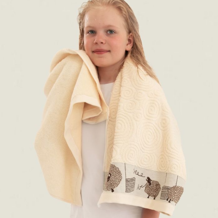 Beebi rätik (Egiptuse puuvill) "Sheep" - Reljeefne lambatrükk