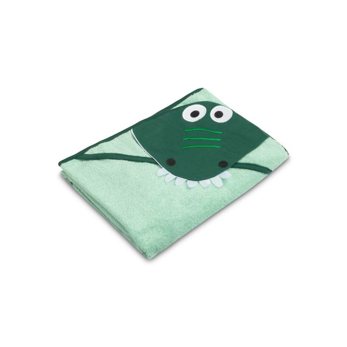 3D vannilina kapuutsiga beebile "Croco"100x100cm "frotte" roheline