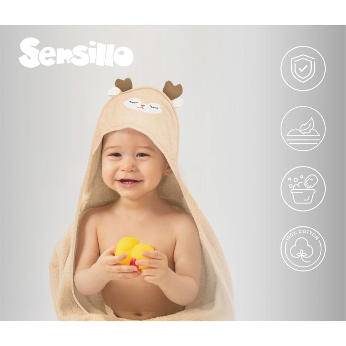 3D kapuutsiga vannilina "Brown deer"100x100cm "frotte"