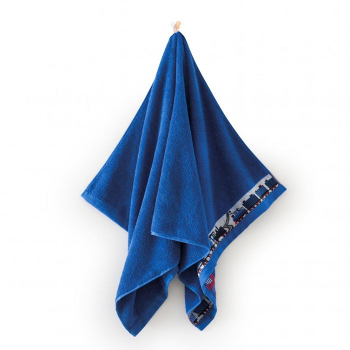 Beebi rätik (Egiptuse puuvill) "Trains blue" 