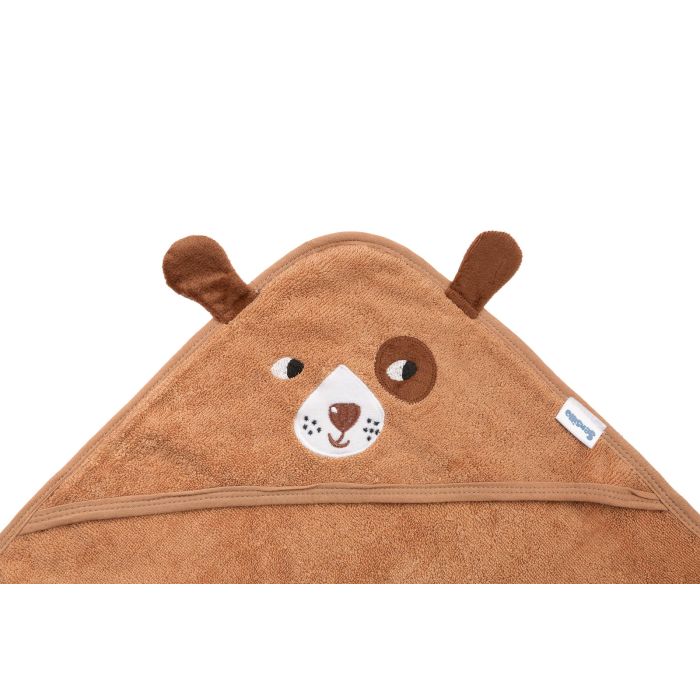 Rätik beebile kapuutsiga "Dog" 90x90 cm pruun