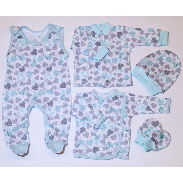 Komplekt vastsündinule 5-e osaline "Hearts" 