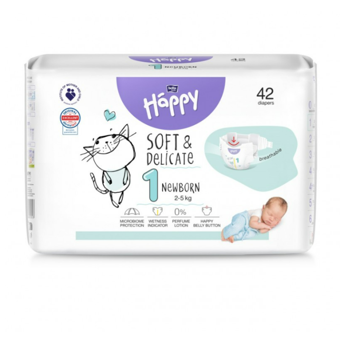 Mähkmed BELLA Newborn "1" 2-5kg 42 tk Soft&Delicate (vastsündinutele)